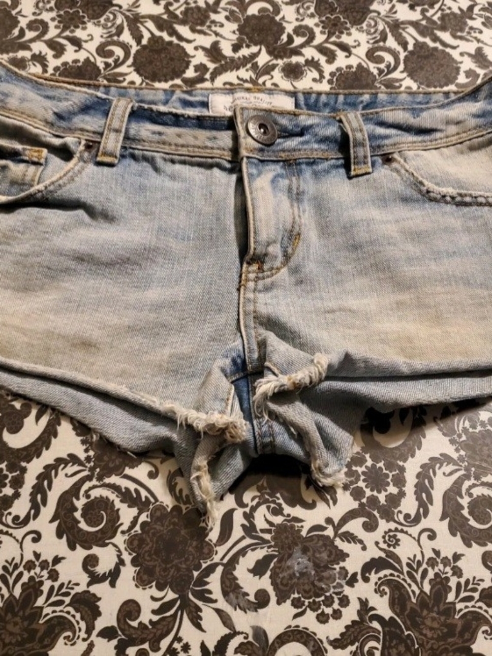 Aeropostale Light Blue Denim Shorts with Gold Stitching